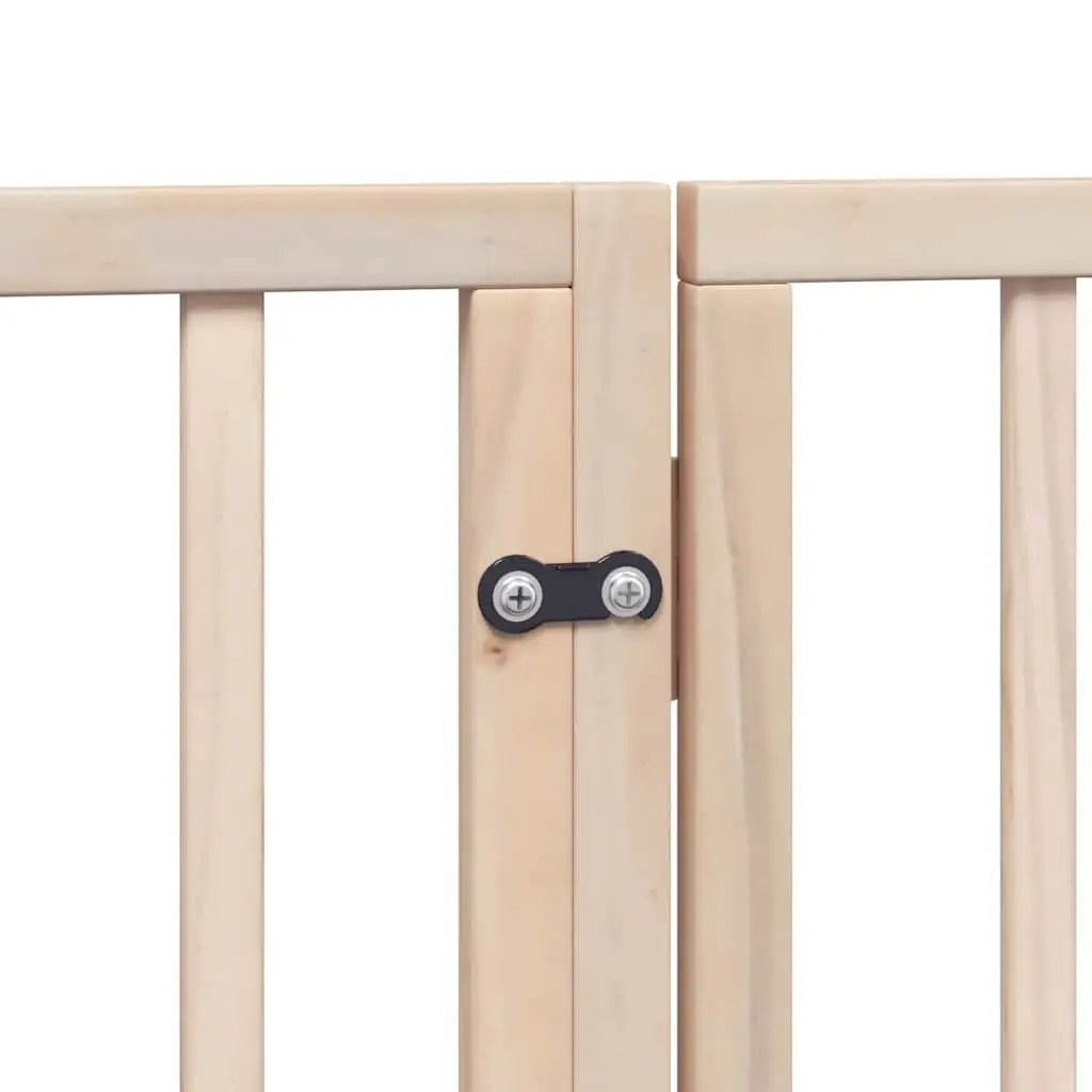 Dog Gate Foldable 6 Panels 300 cm Poplar Wood Pet Safety Enclosure with Door