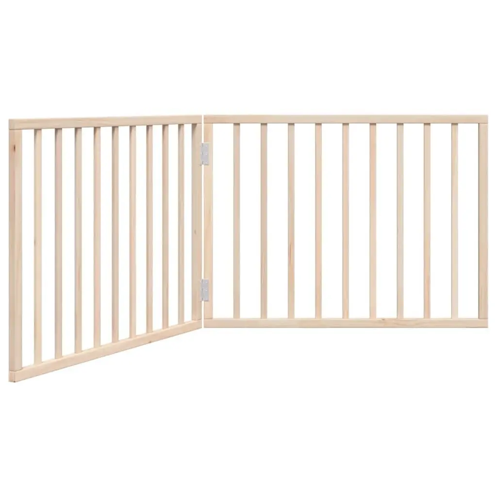 Dog Gate Foldable 2 Panels 160cm Pet Safety Barrier Poplar Wood Brown
