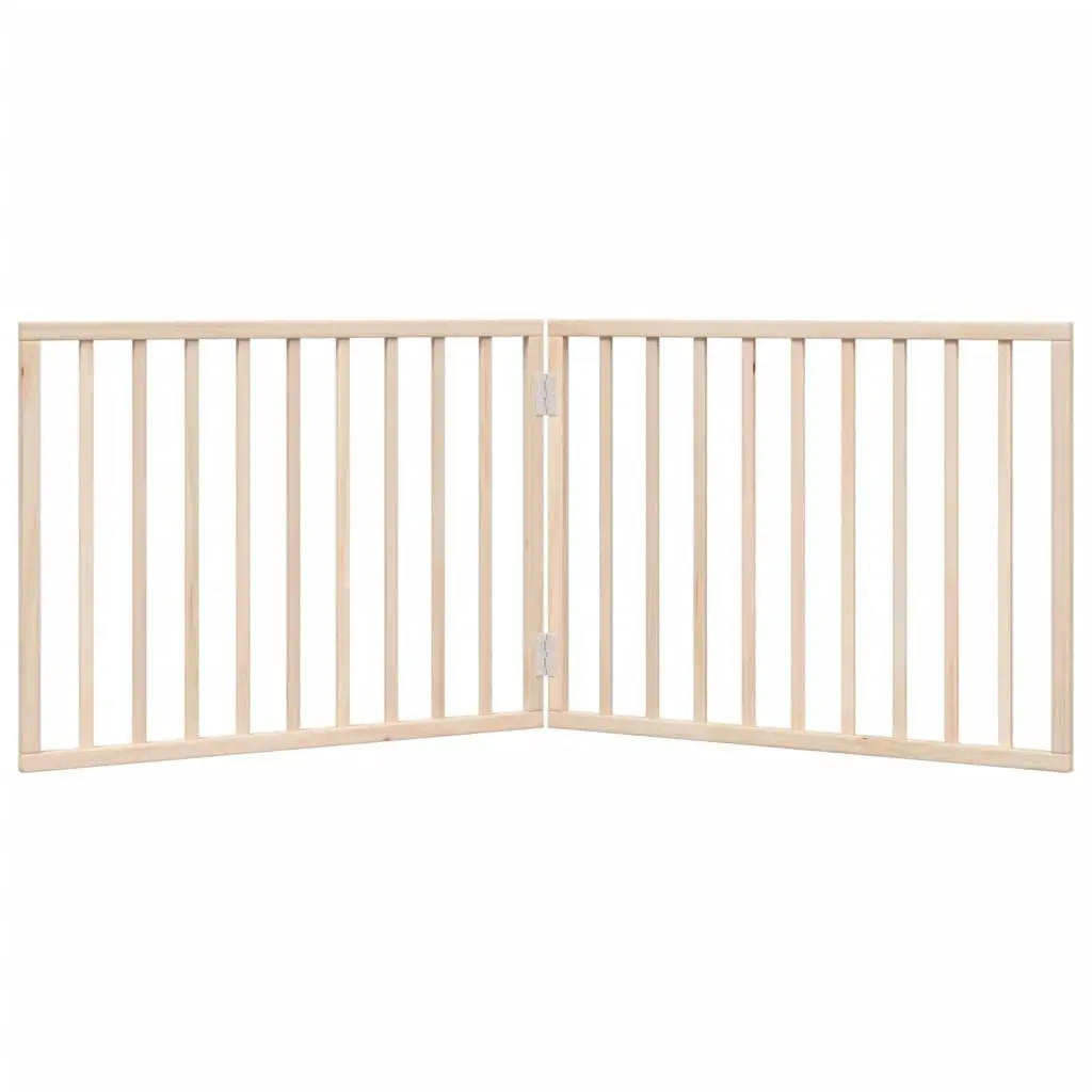 Dog Gate Foldable 2 Panels 160cm Pet Safety Barrier Poplar Wood Brown
