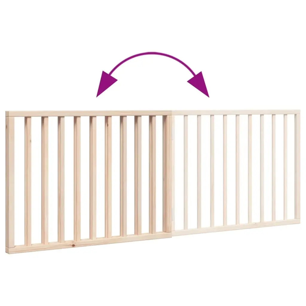 Dog Gate Foldable 2 Panels 160cm Pet Safety Barrier Poplar Wood Brown