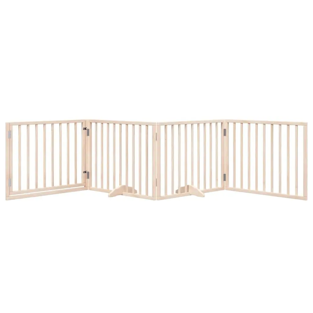 Dog Gate Foldable 4 Panels 320cm Poplar Wood Pet Safety Barrier