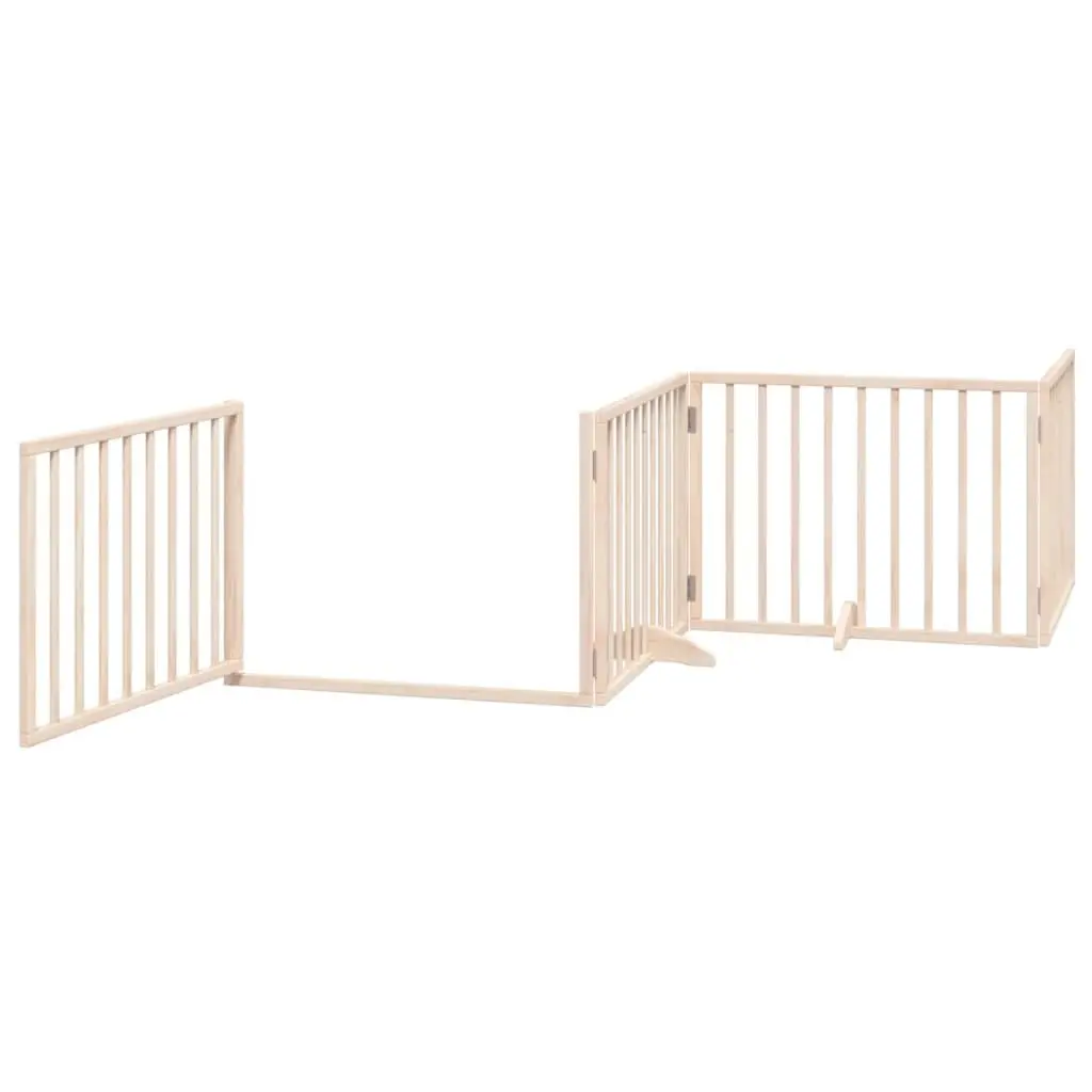 Dog Gate Foldable 4 Panels 320cm Poplar Wood Pet Safety Barrier