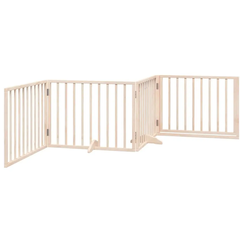 Dog Gate Foldable 4 Panels 320cm Poplar Wood Pet Safety Barrier