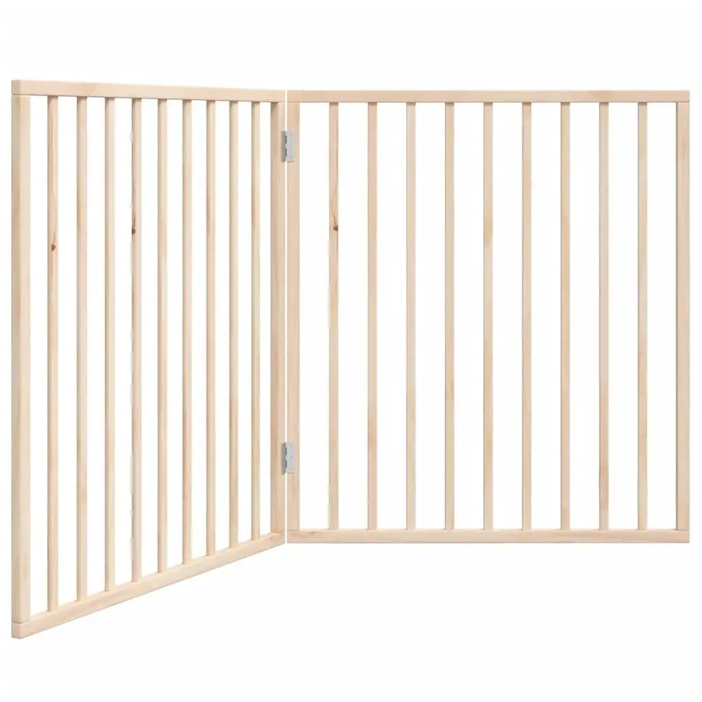 Dog Gate Foldable 2 Panels 160cm Poplar Wood Pet Safety Barrier