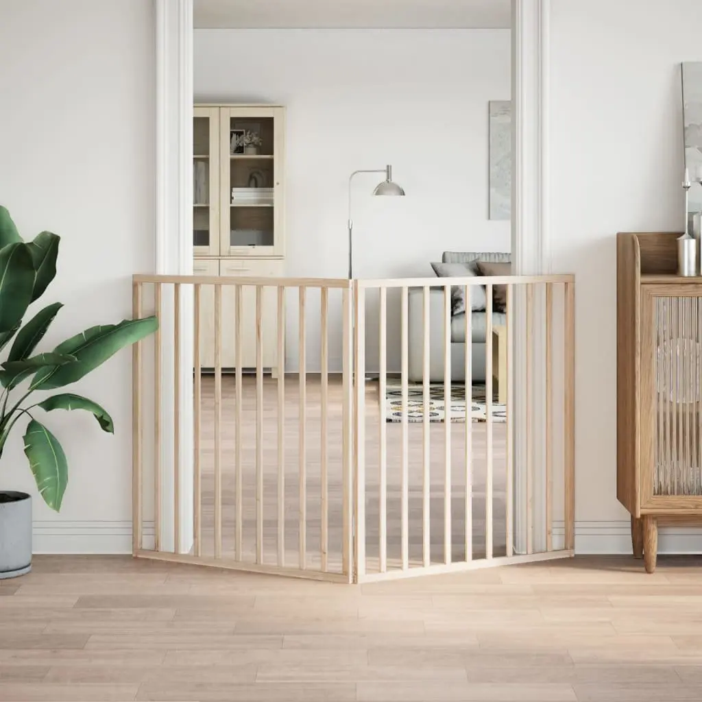Dog Gate Foldable 2 Panels 160cm Poplar Wood Pet Safety Barrier