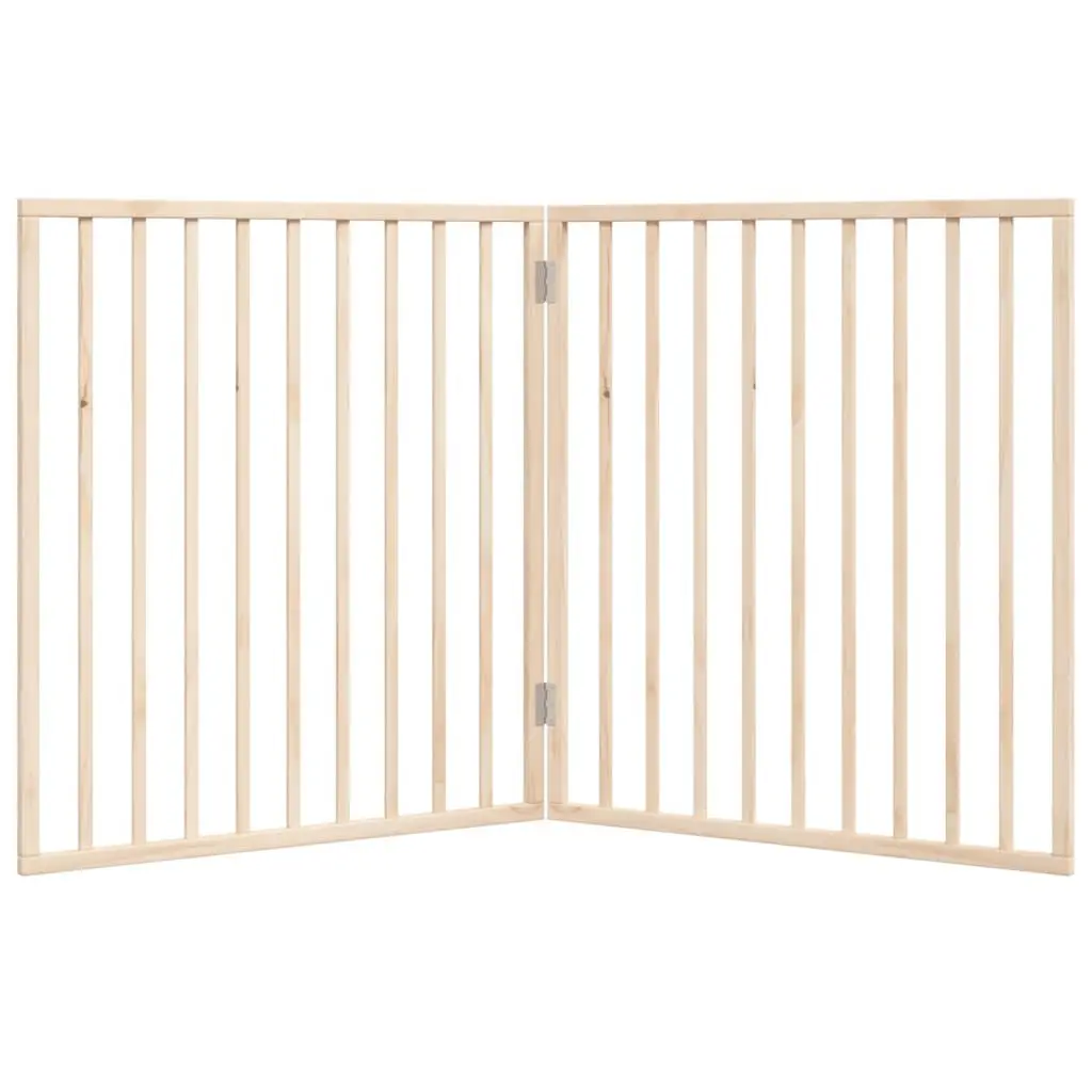 Dog Gate Foldable 2 Panels 160cm Poplar Wood Pet Safety Barrier