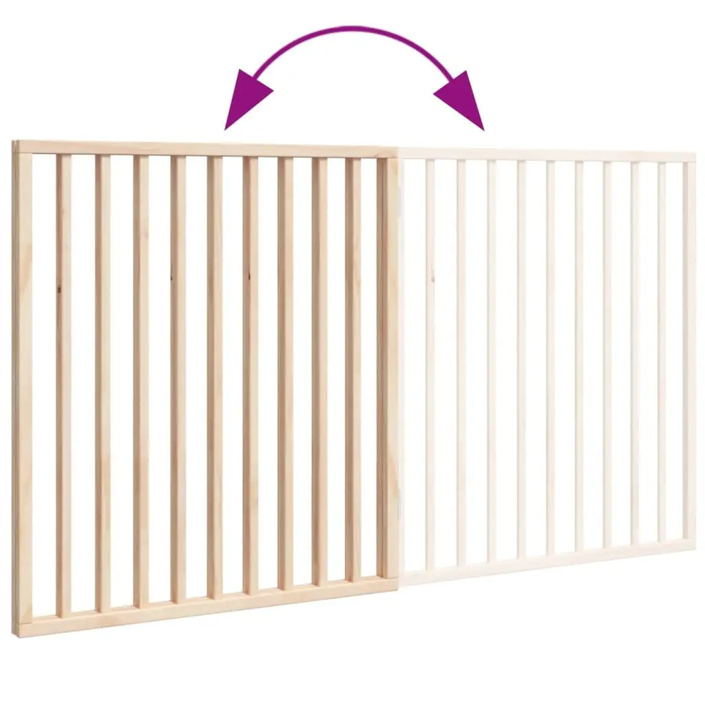 Dog Gate Foldable 2 Panels 160cm Poplar Wood Pet Safety Barrier