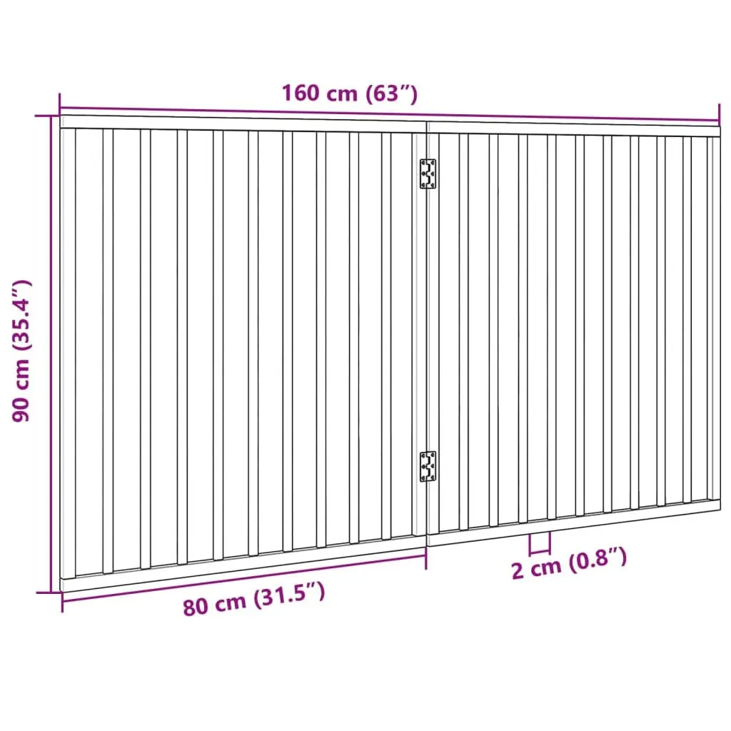 Dog Gate Foldable 2 Panels 160cm Poplar Wood Pet Safety Barrier