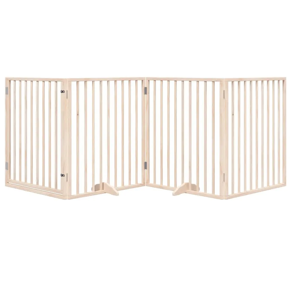Dog Gate Foldable 4 Panels 320cm Poplar Wood Pet Safety Barrier