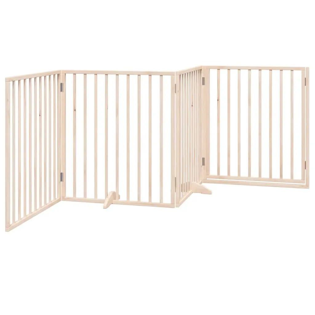Dog Gate Foldable 4 Panels 320cm Poplar Wood Pet Safety Barrier