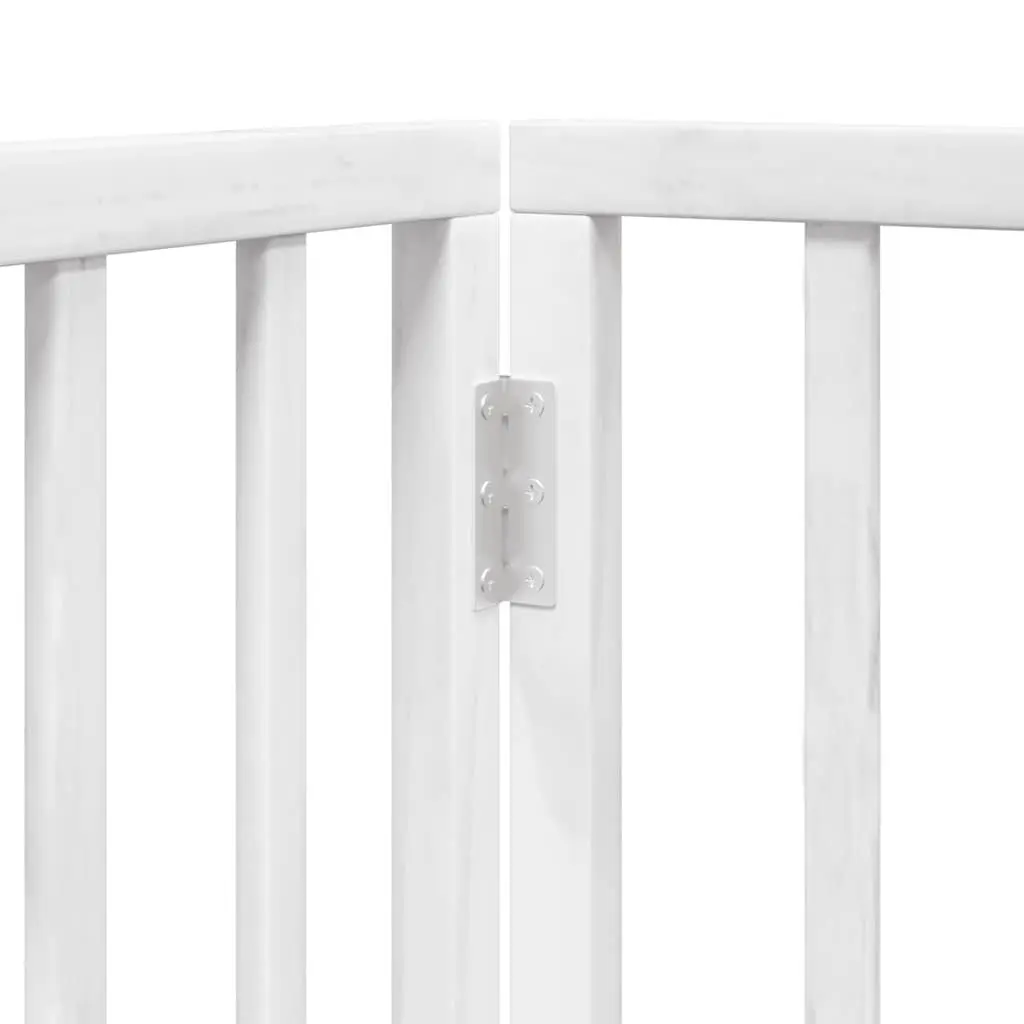 Dog Gate Foldable 3 Panels White 150cm Poplar Wood Pet Safety Barrier