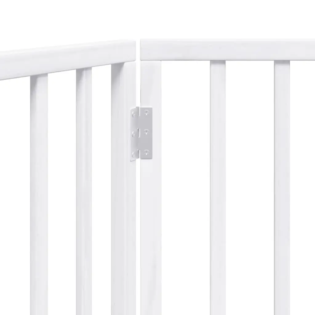 Dog Gate Foldable 3 Panels White 150cm Poplar Wood Pet Safety Barrier