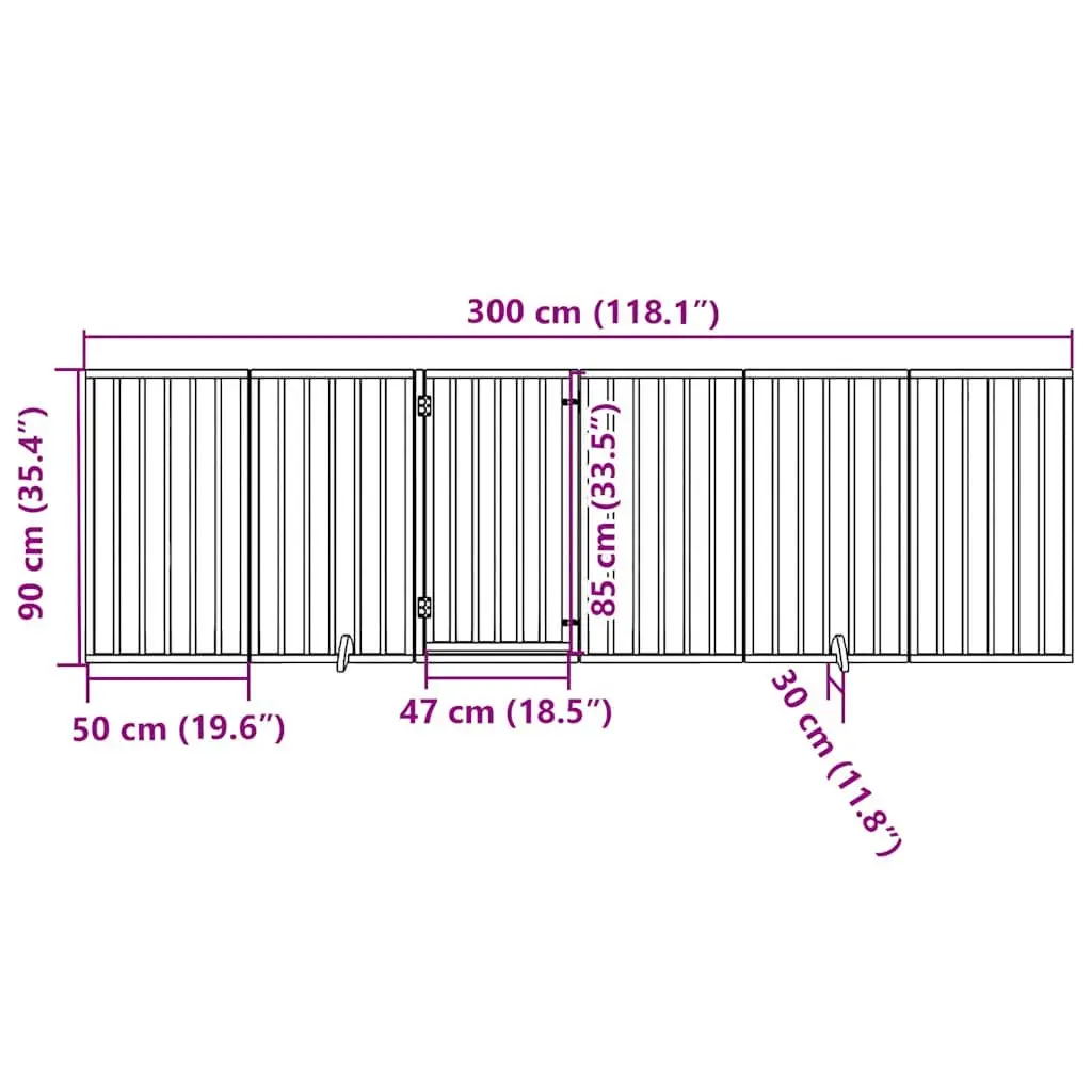 Dog Gate Foldable 6 Panels White Poplar Wood Pet Safety Barrier Door Enclosure