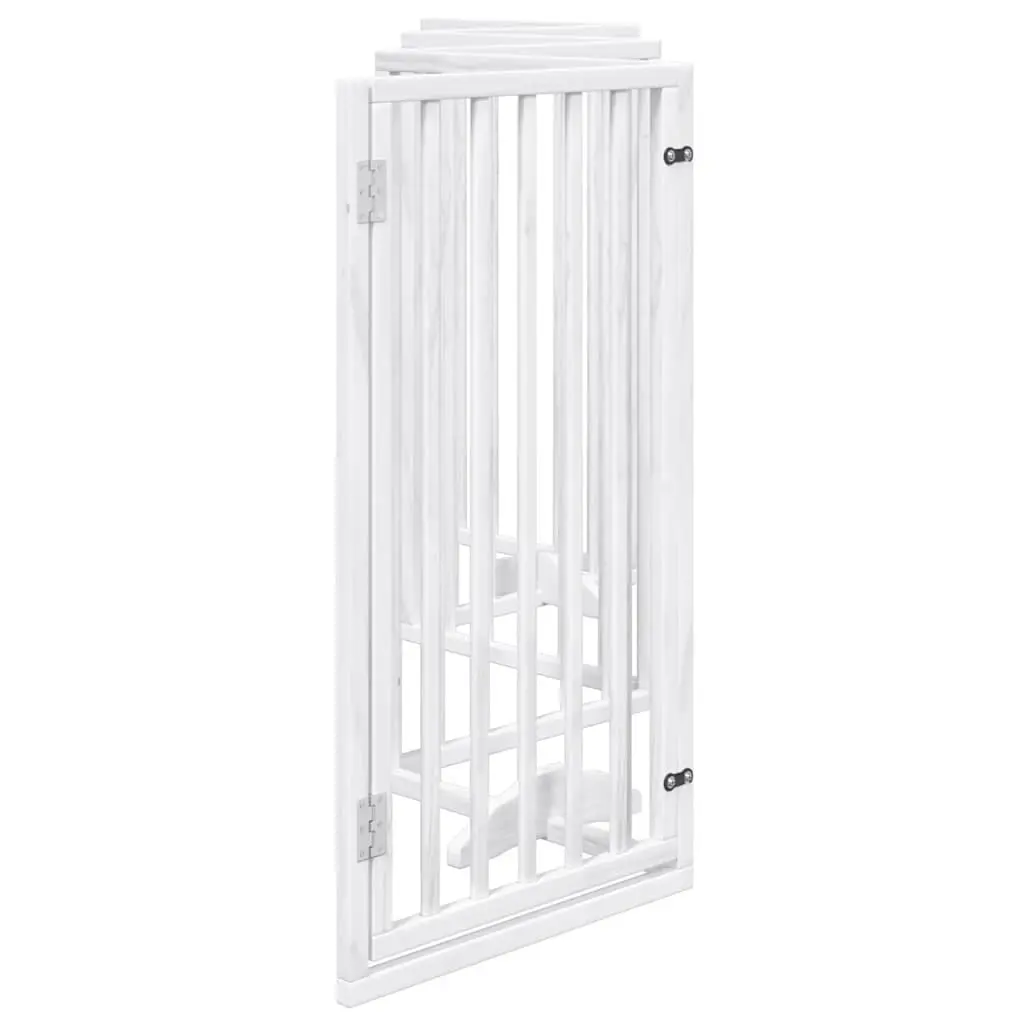 Dog Gate Foldable 6 Panels White Poplar Wood Pet Safety Barrier Door Enclosure