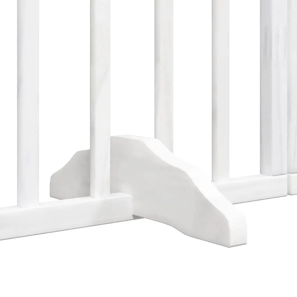 Dog Gate Foldable 6 Panels White Poplar Wood Pet Safety Barrier Door Enclosure