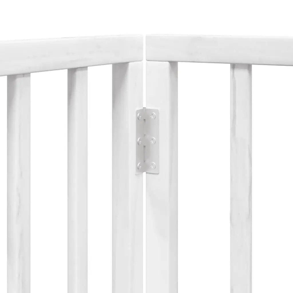 Dog Gate Foldable 6 Panels White Poplar Wood Pet Safety Barrier Door Enclosure