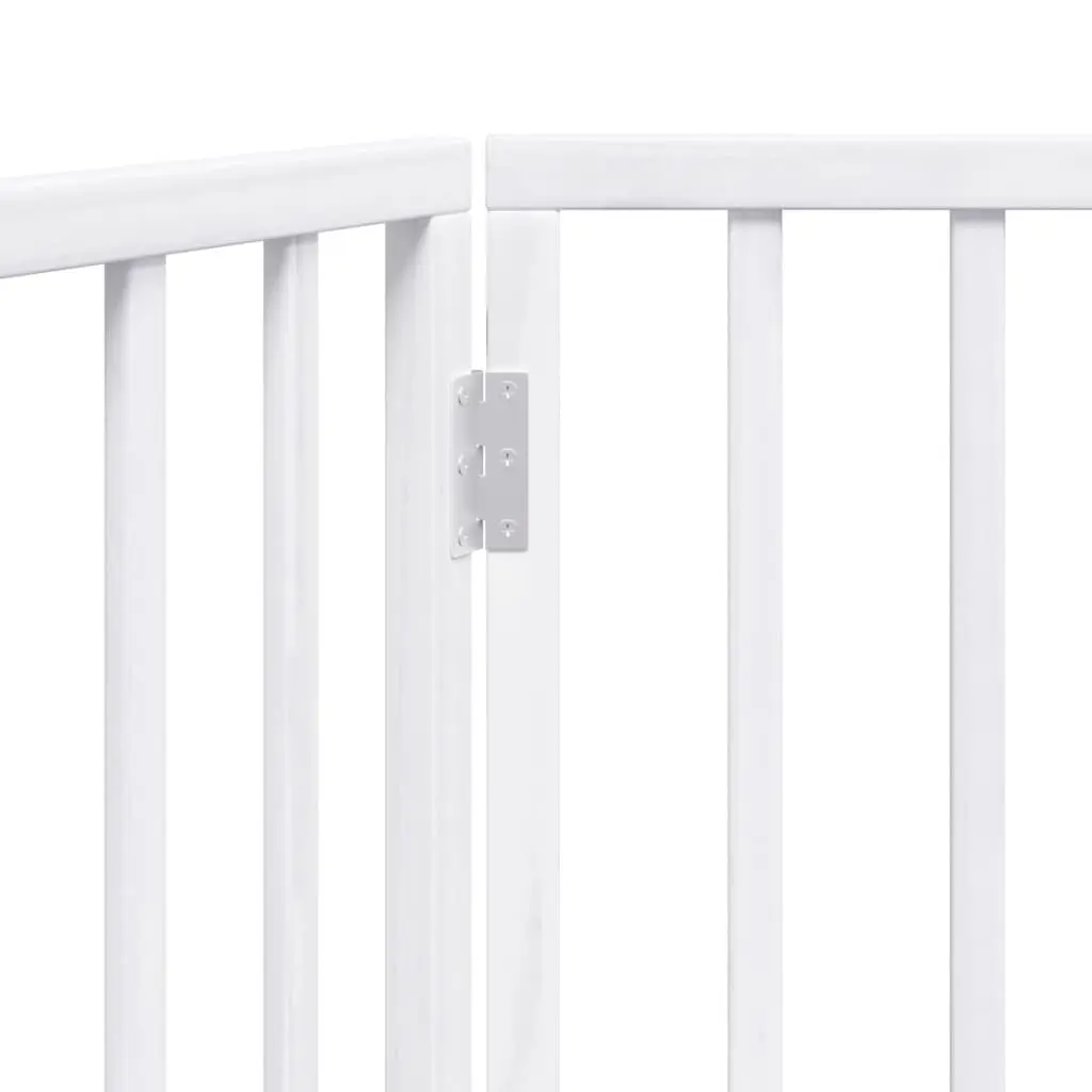 Dog Gate Foldable 2 Panels White 160cm Poplar Wood Pet Safety Barrier