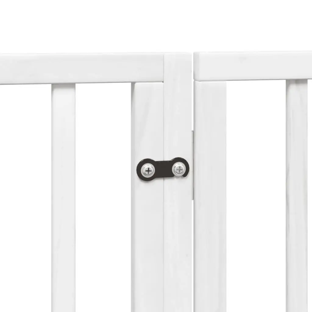 Dog Gate Foldable 4 Panels White Poplar Wood Pet Safety Barrier