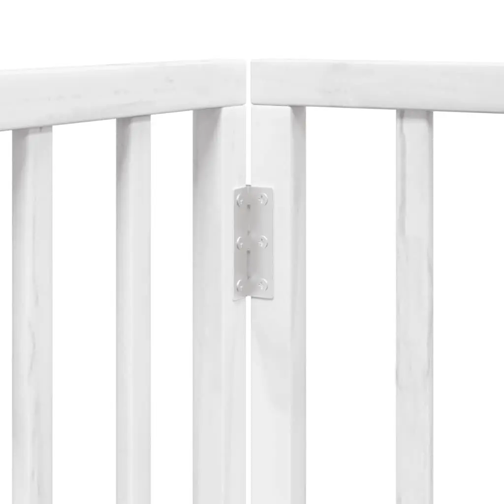 Dog Gate Foldable 4 Panels White Poplar Wood Pet Safety Barrier