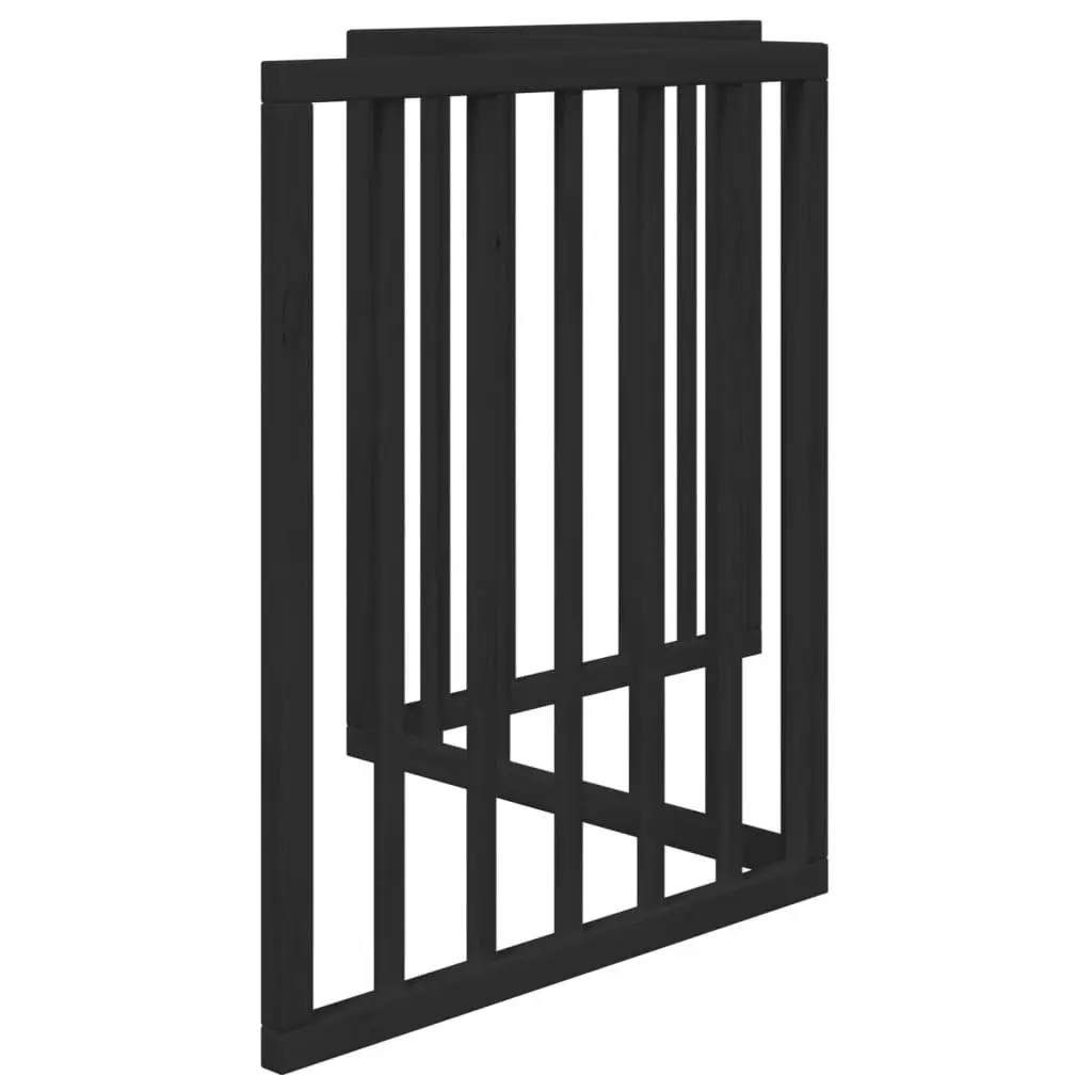 Dog Gate Foldable 3 Panels Black 150cm Poplar Wood Pet Safety Barrier
