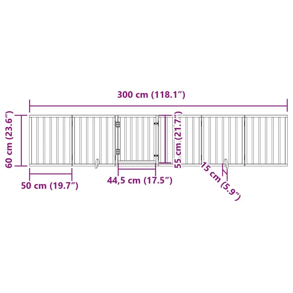Dog Gate 6 Panel Foldable Black 300cm Poplar Wood Pet Safety Barrier