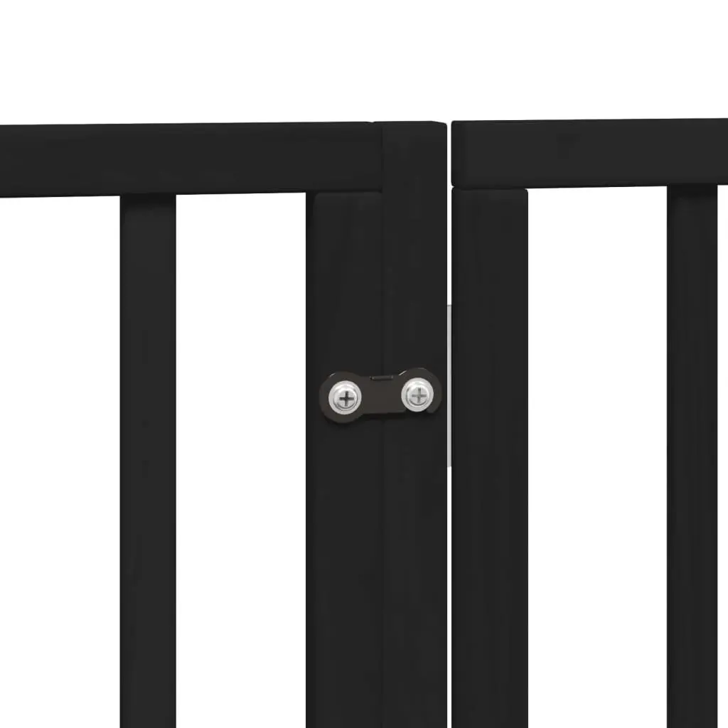 Dog Gate 6 Panel Foldable Black 300cm Poplar Wood Pet Safety Barrier