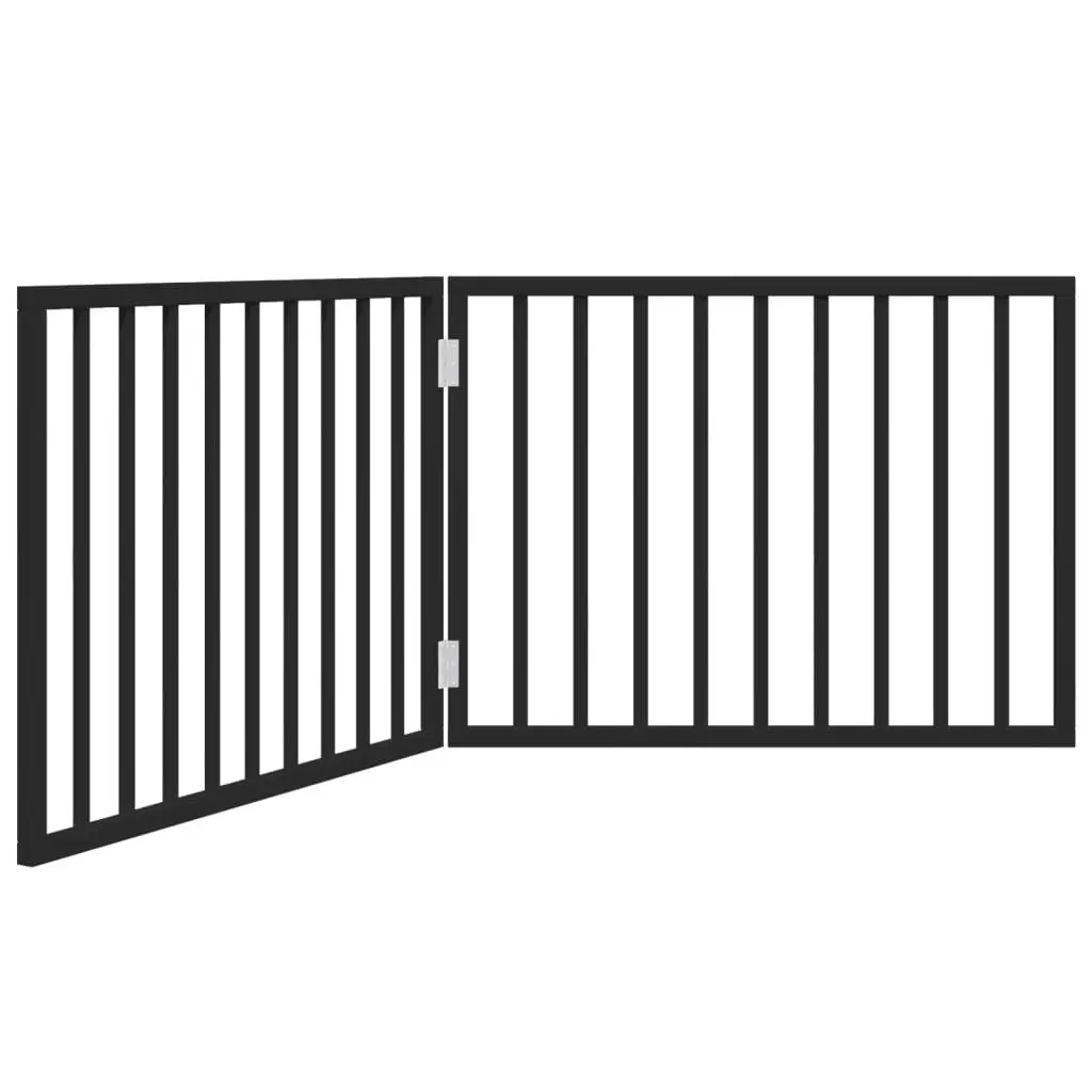 Dog Gate Foldable 2 Panels Black 160cm Poplar Wood