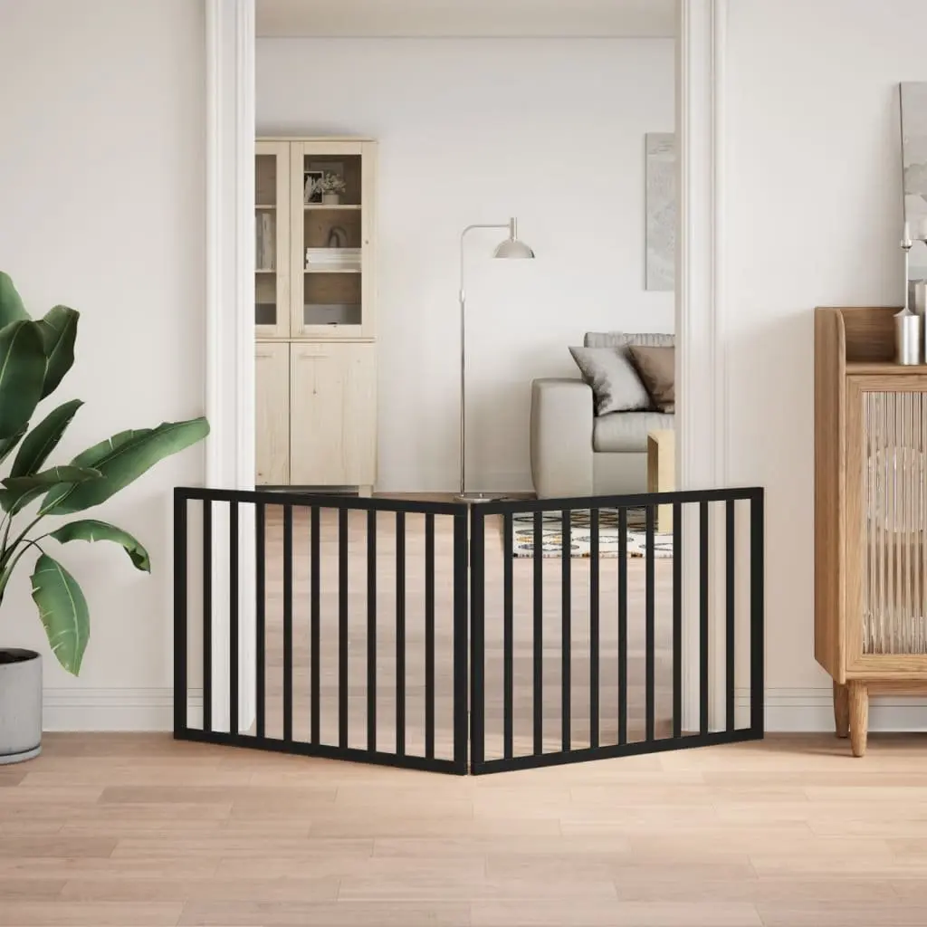 Dog Gate Foldable 2 Panels Black 160cm Poplar Wood