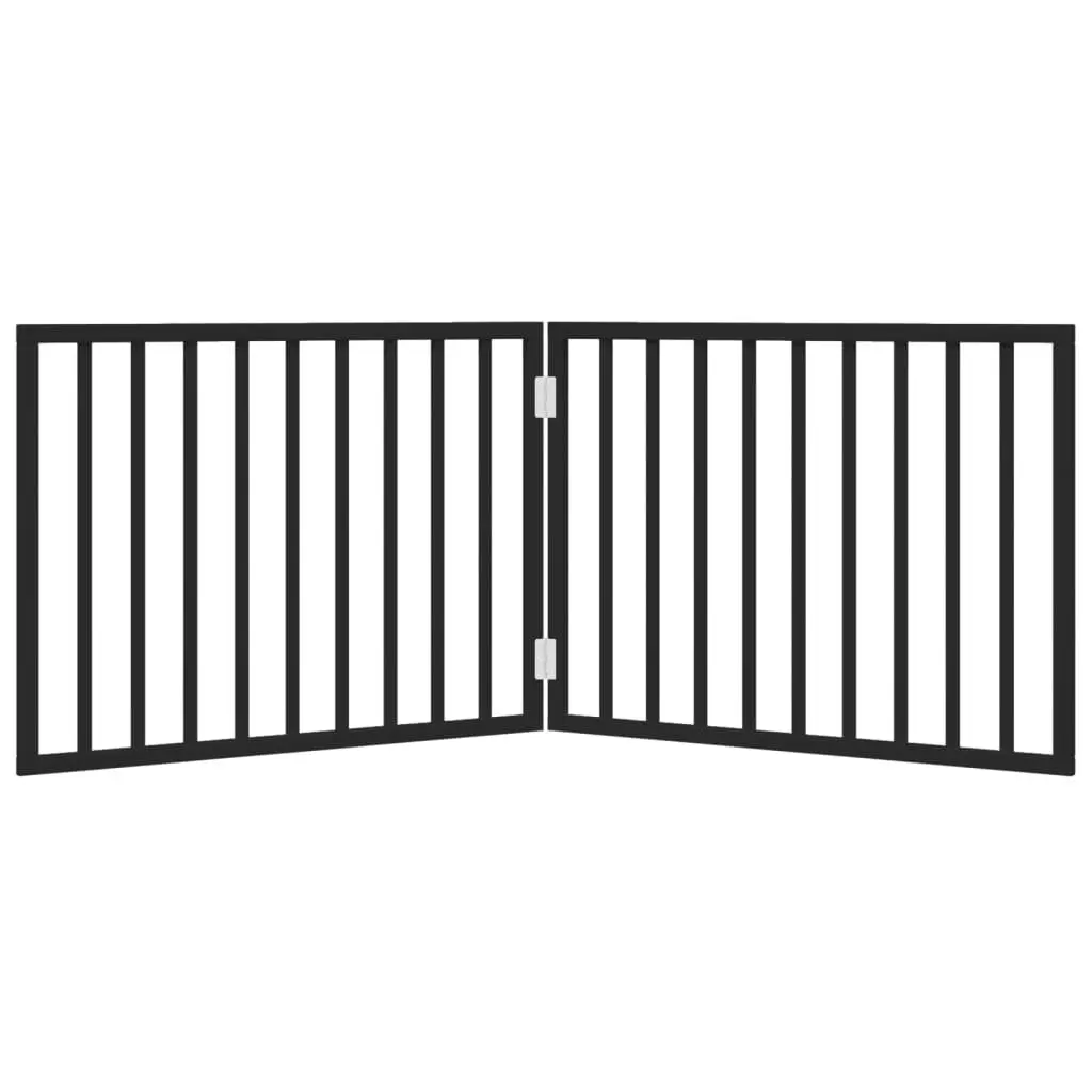 Dog Gate Foldable 2 Panels Black 160cm Poplar Wood