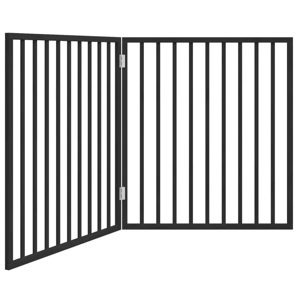 Dog Gate Foldable 2 Panels Black 160cm Poplar Wood Pet Safety Barrier