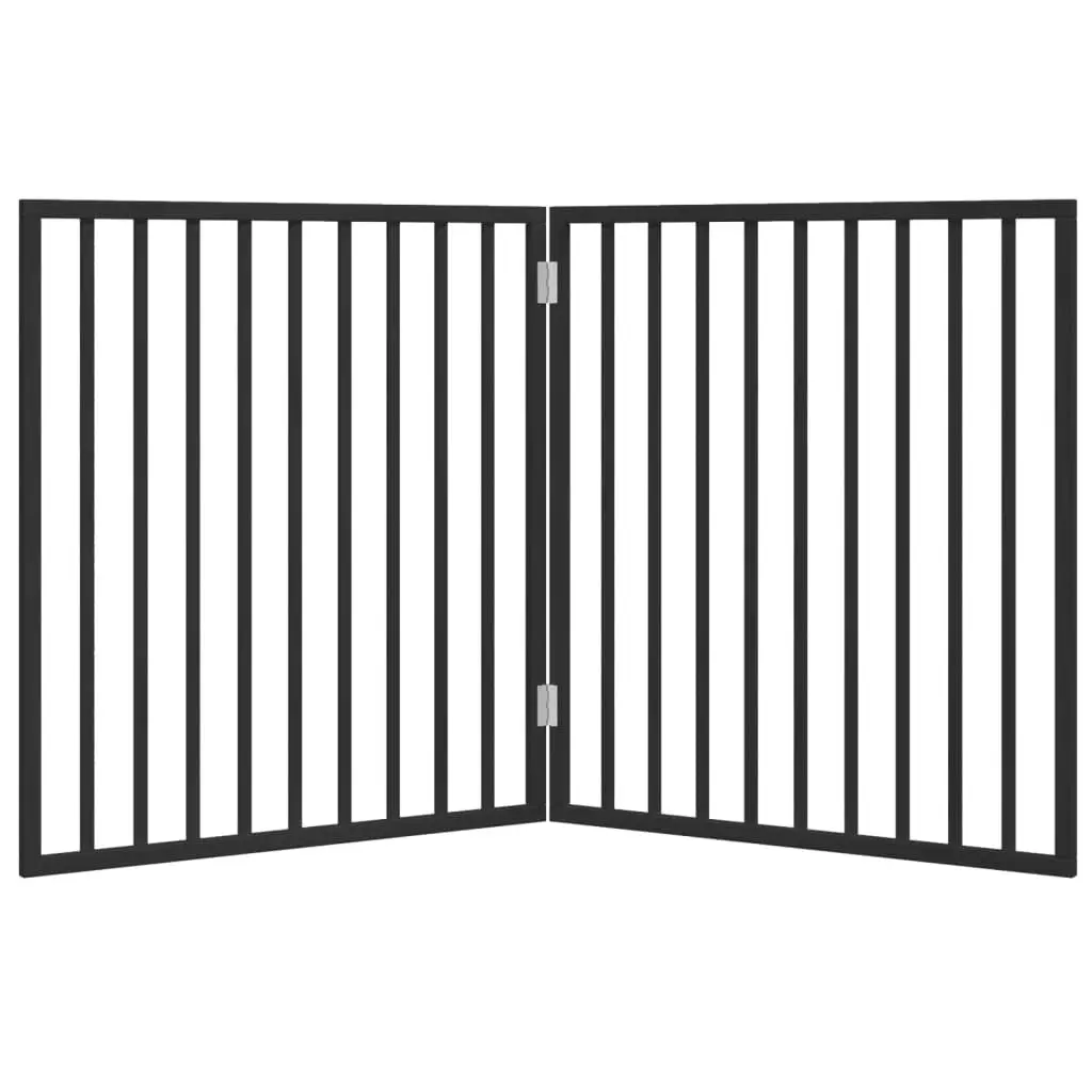 Dog Gate Foldable 2 Panels Black 160cm Poplar Wood Pet Safety Barrier