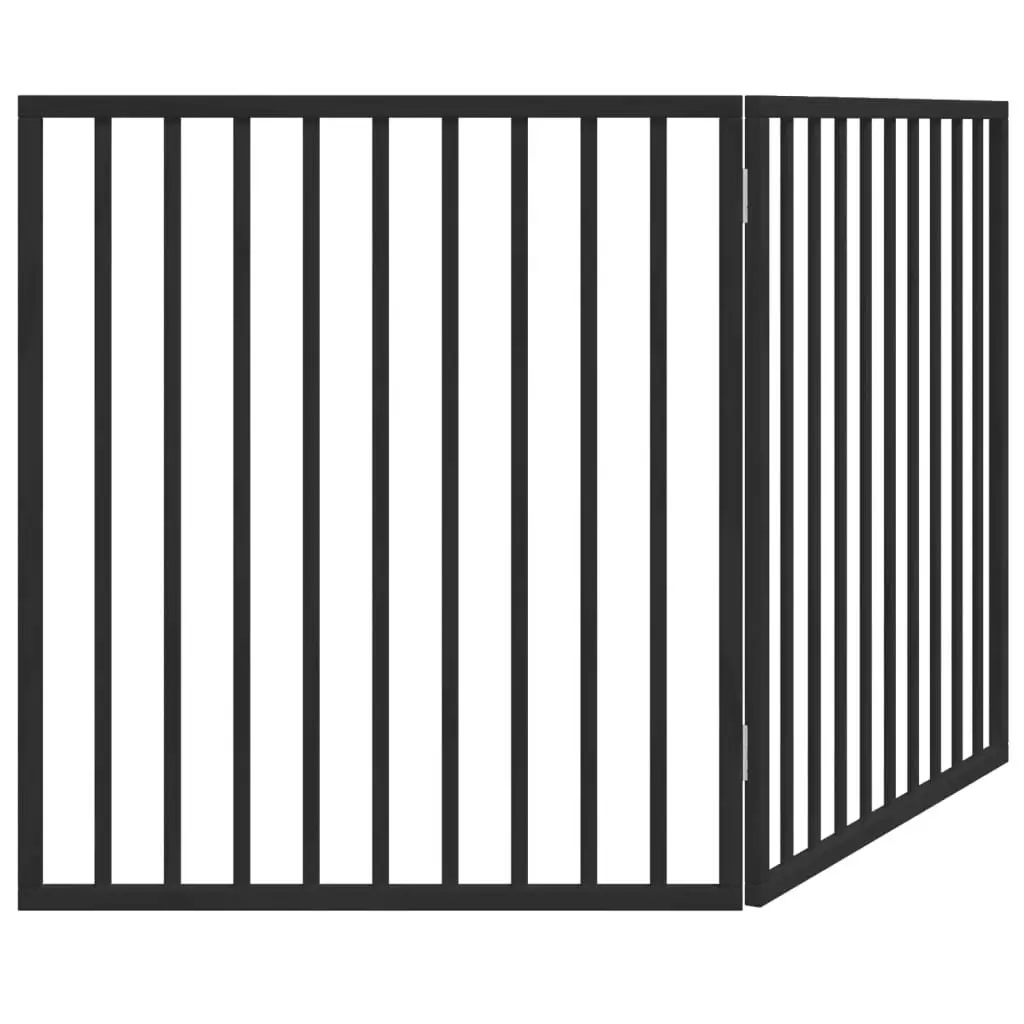 Dog Gate Foldable 2 Panels Black 160cm Poplar Wood Pet Safety Barrier