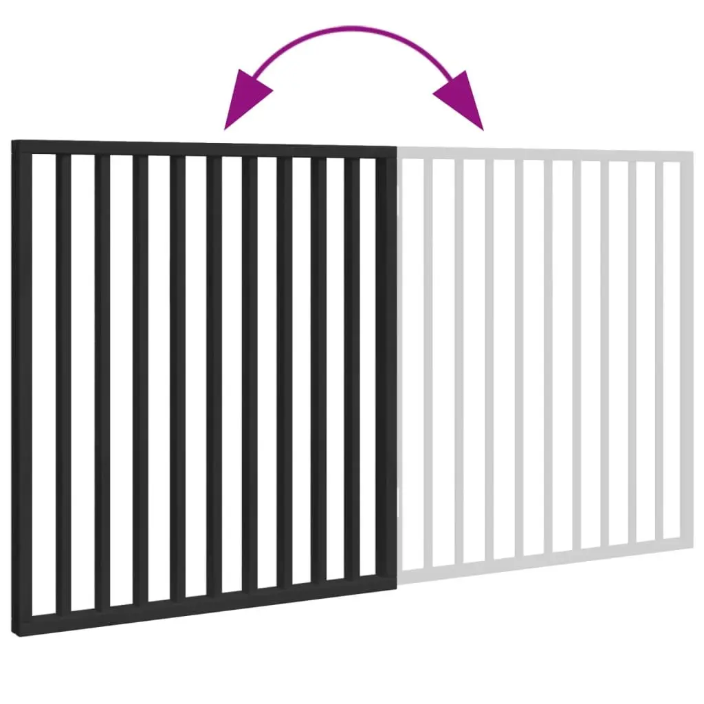 Dog Gate Foldable 2 Panels Black 160cm Poplar Wood Pet Safety Barrier