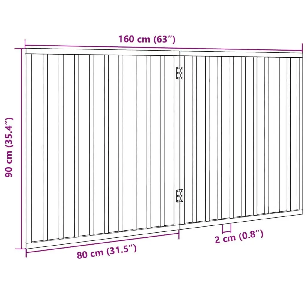 Dog Gate Foldable 2 Panels Black 160cm Poplar Wood Pet Safety Barrier