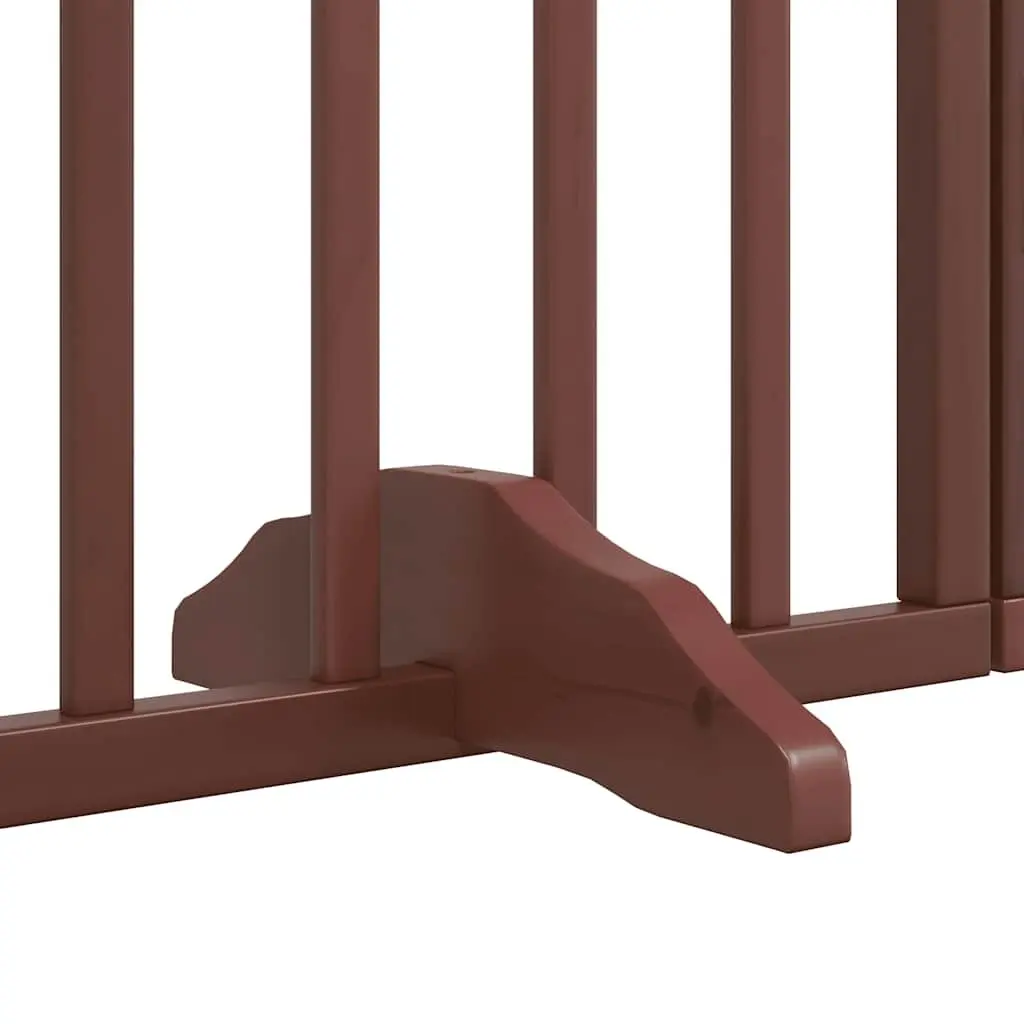 Dog Gate Foldable 4 Panels Brown 320cm Poplar Wood Pet Safety Barrier