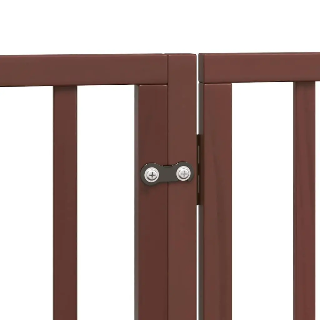 Dog Gate Foldable 4 Panels Brown 320cm Poplar Wood Pet Safety Barrier