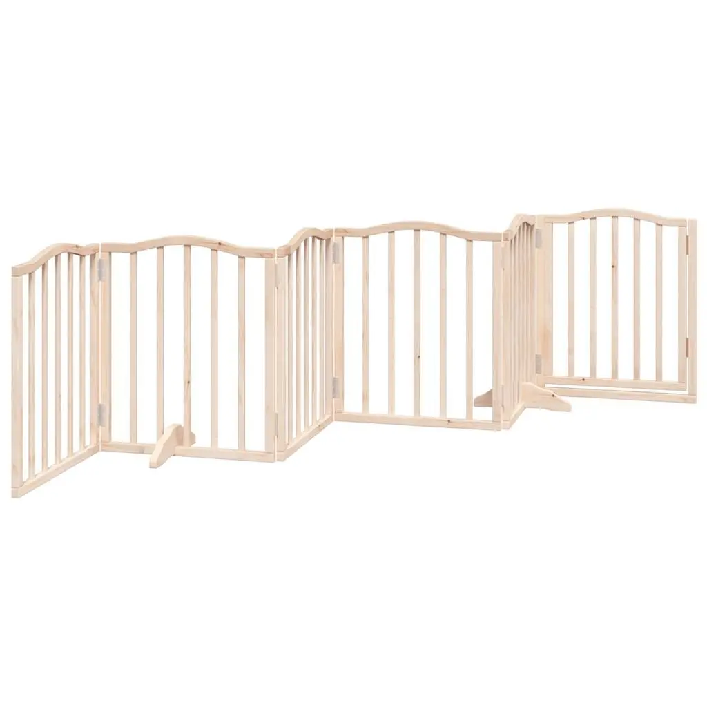 Dog Gate Foldable 6 Panels 300cm Poplar Wood Pet Safety Barrier with Door Lock