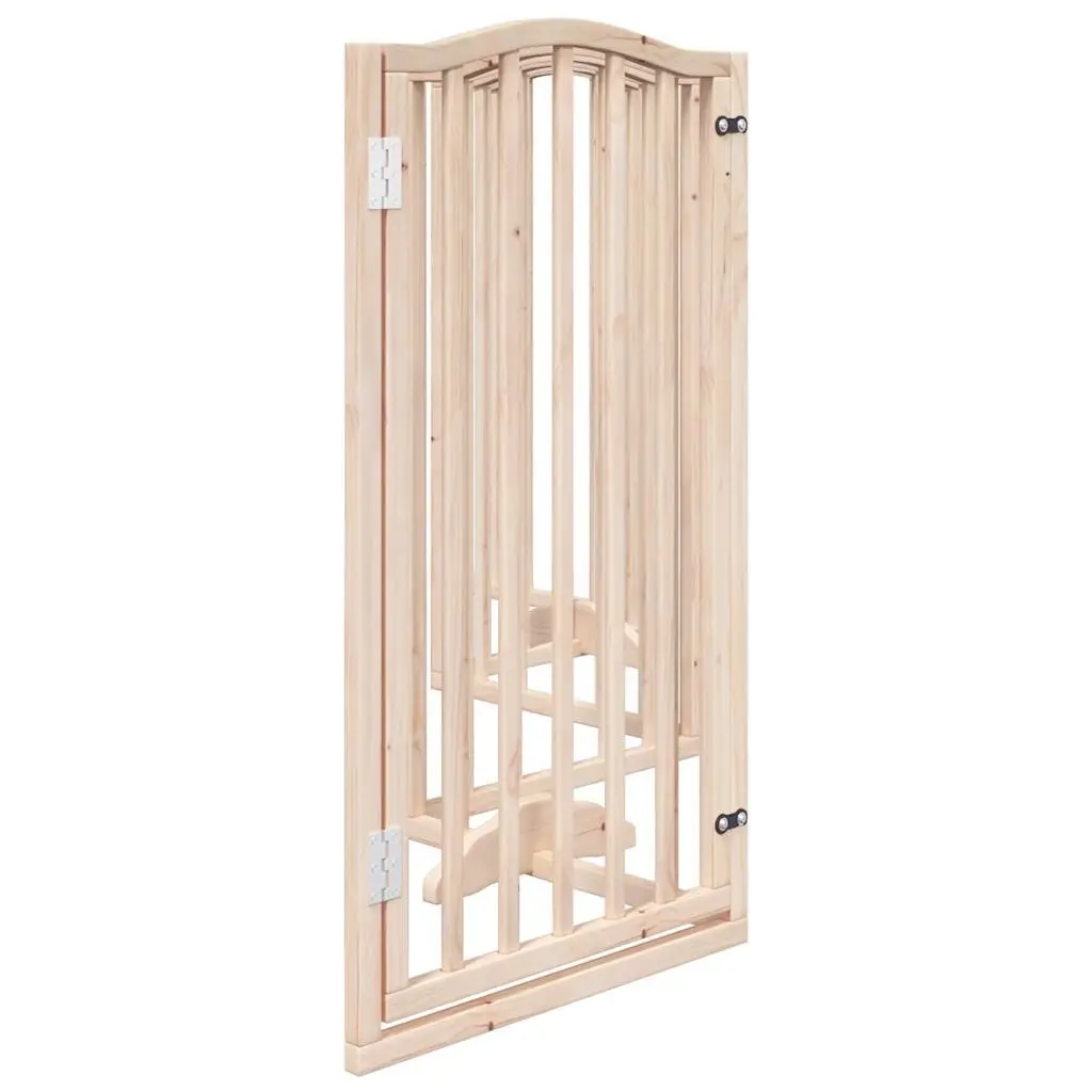 Dog Gate Foldable 6 Panel Pet Safety Barrier Poplar Wood Enclosure with Door