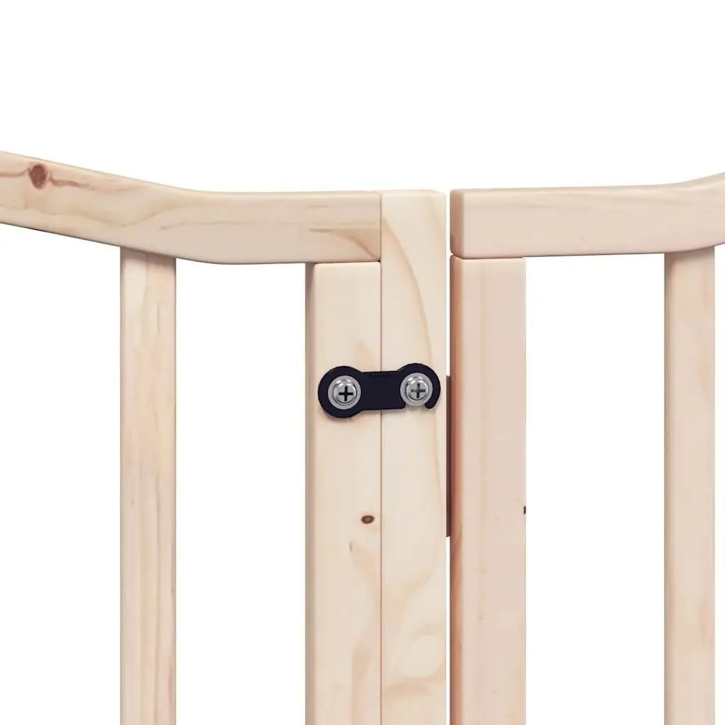 Dog Gate Foldable 6 Panel Pet Safety Barrier Poplar Wood Enclosure with Door