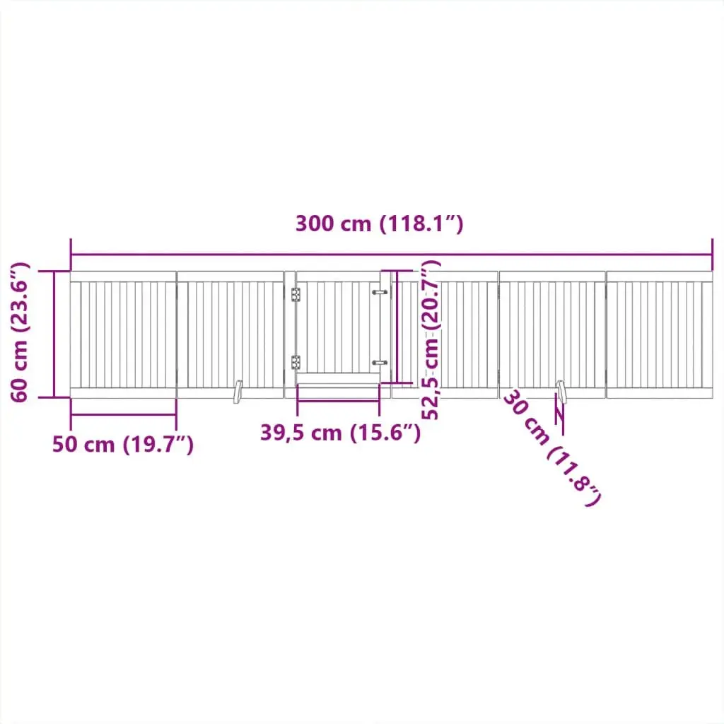 Dog Gate Foldable 6 Panels Poplar Wood Brown 300cm