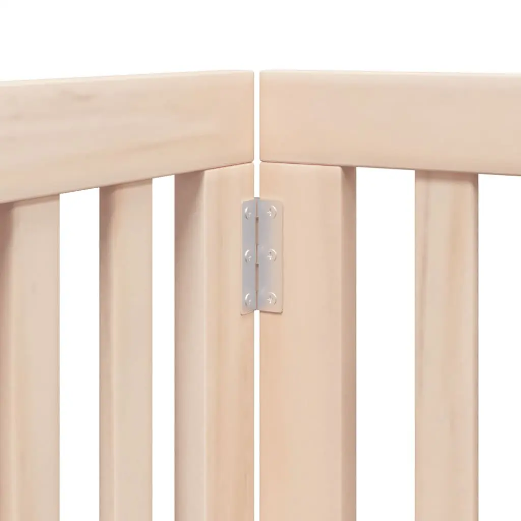 Dog Gate Foldable 6 Panels Poplar Wood Brown 300cm