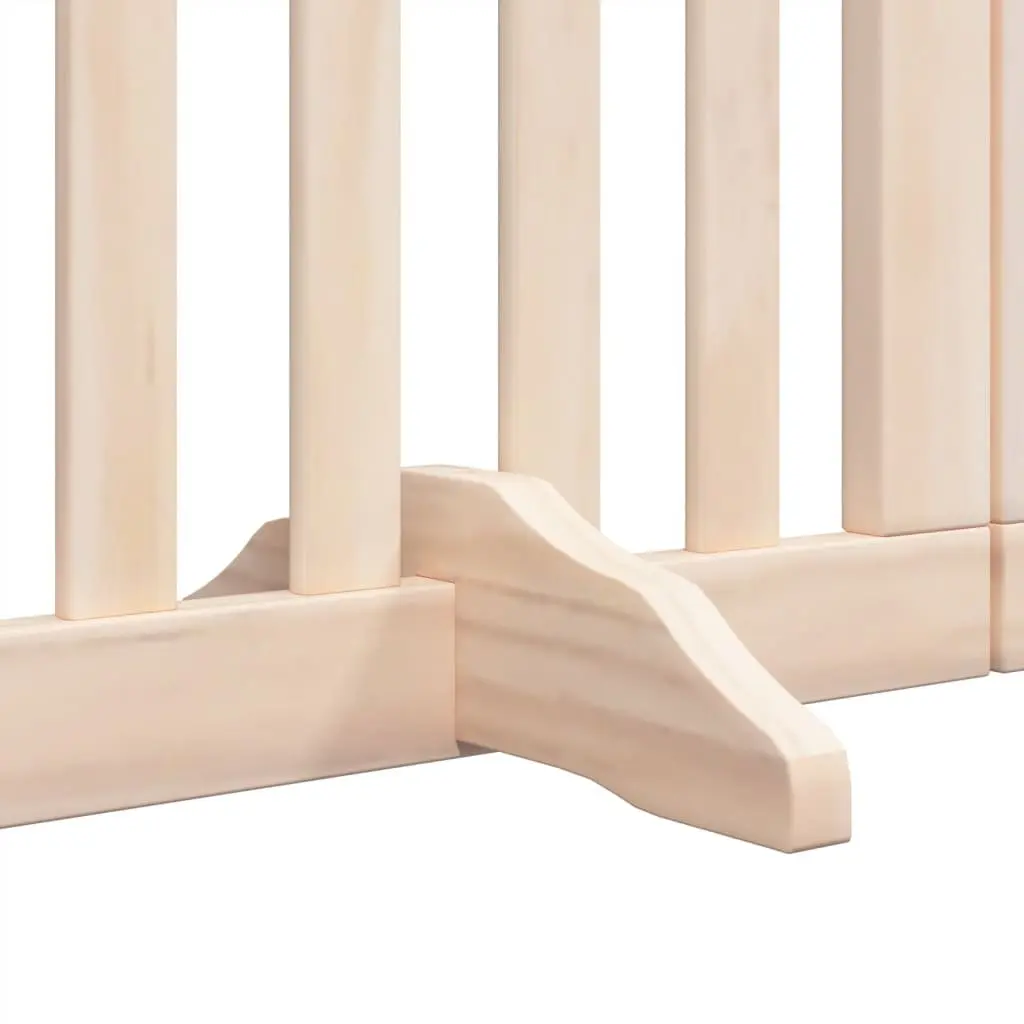 Dog Gate Foldable 6 Panels Poplar Wood Brown 300cm