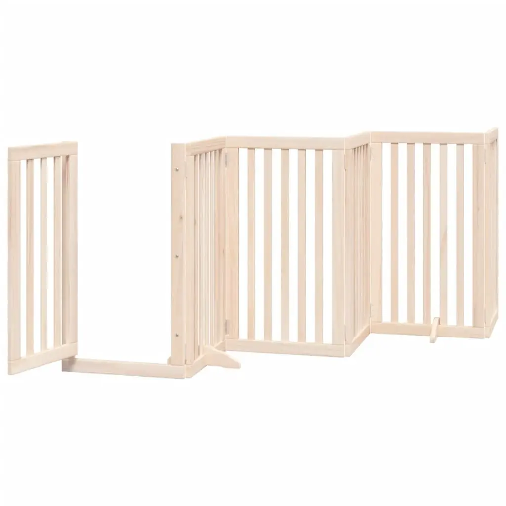 Dog Gate Foldable 6 Panels 300cm Poplar Wood Pet Safety Barrier with Door Lock