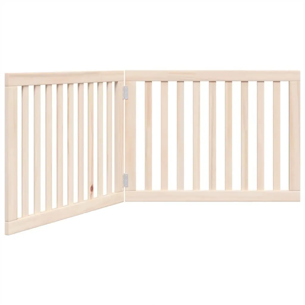 Dog Gate Foldable 2 Panels 160cm Brown Wood Pet Safety Barrier Playpen