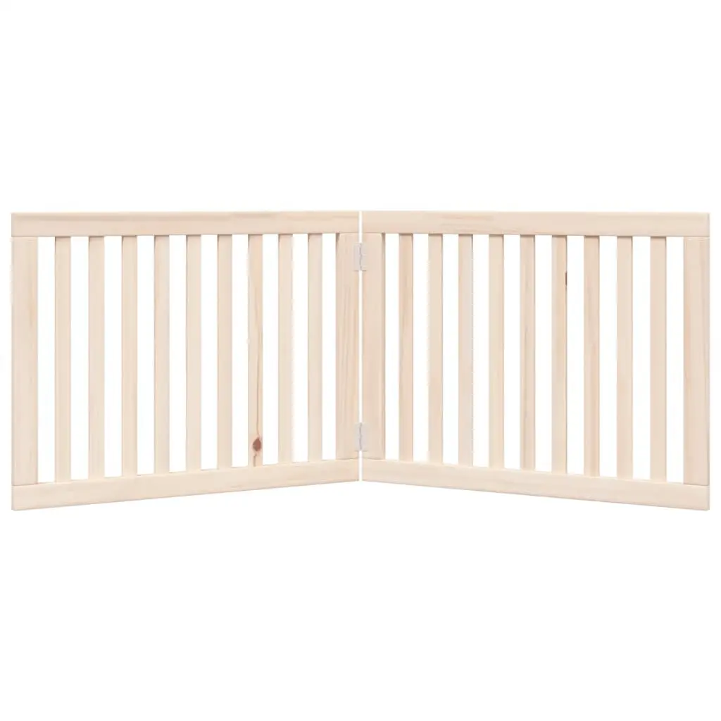 Dog Gate Foldable 2 Panels 160cm Brown Wood Pet Safety Barrier Playpen