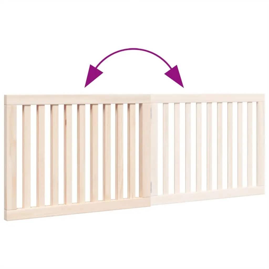Dog Gate Foldable 2 Panels 160cm Brown Wood Pet Safety Barrier Playpen
