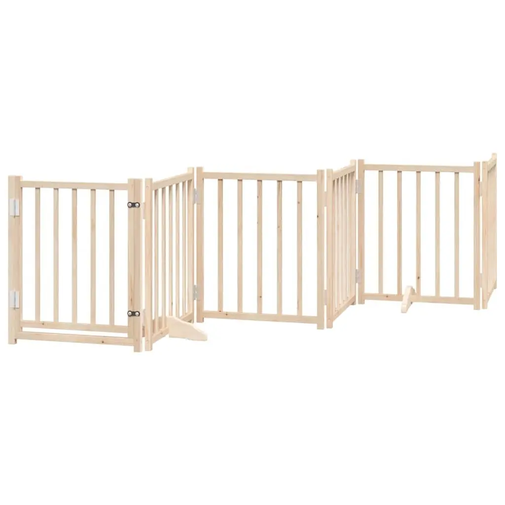 Dog Gate Foldable 6 Panels 300 cm Solid Wood with Door