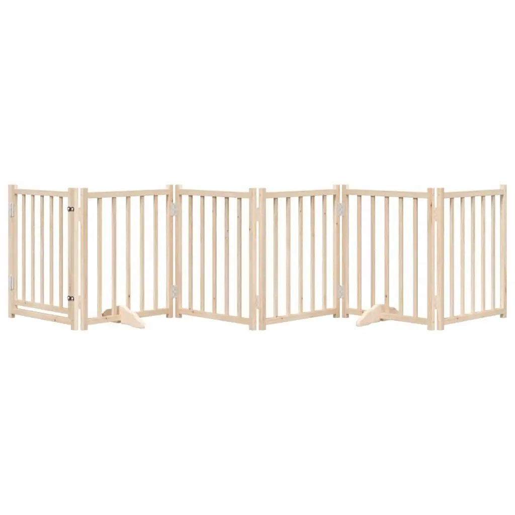 Dog Gate Foldable 6 Panels 300 cm Solid Wood with Door