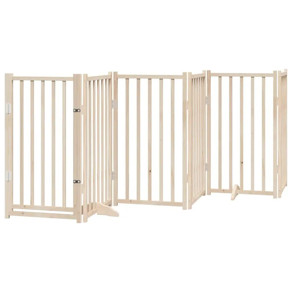 Dog Gate Foldable 6 Panels 300cm Solid Wood Pet Safety Barrier