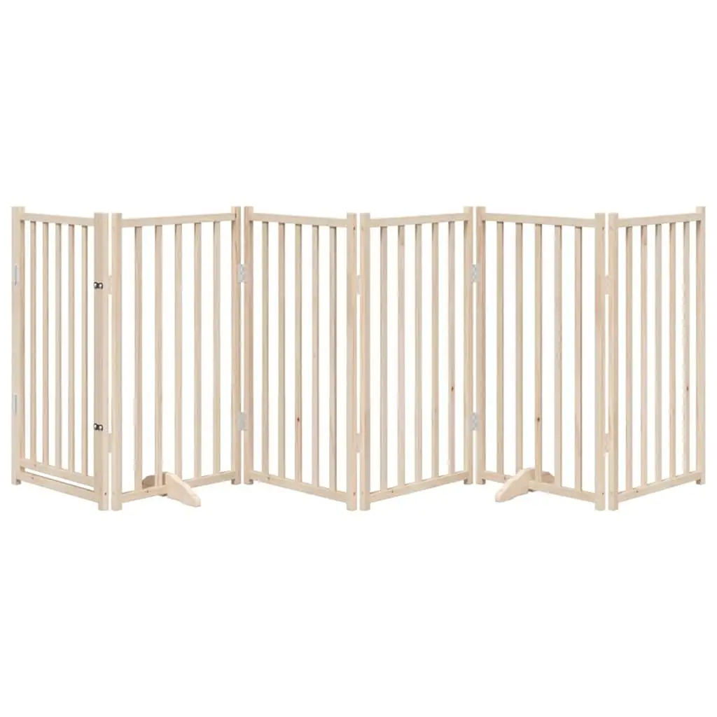 Dog Gate Foldable 6 Panels 300cm Solid Wood Pet Safety Barrier